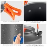 Anubhav Janni Camping Cookware Set Kit Non Stick Foldable Handles Utensils Carry Bag Travel Picnic Cooking Family Outdoor Pot Kettle Bag Portable Set Tea Orange Handle Hiking (Pack Of 1 Pcs) - Image 8