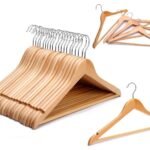 Anubhav Janni Wooden Hanger Multi Functional Solid Suit Hangers Coat Walnut Finish Shoulder Notches Degree Swivel Hook Broad Shoulder Pant Bar Hook Capacity Jacket Dress Clothes (Pack Of 1 Pcs)