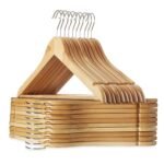 Anubhav Janni Wooden Hanger Multi Functional Solid Suit Hangers Coat Walnut Finish Shoulder Notches Degree Swivel Hook Broad Shoulder Pant Bar Hook Capacity Jacket Dress Clothes (Pack Of 1 Pcs) - Image 2