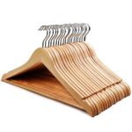 Anubhav Janni Wooden Hanger Multi Functional Solid Suit Hangers Coat Walnut Finish Shoulder Notches Degree Swivel Hook Broad Shoulder Pant Bar Hook Capacity Jacket Dress Clothes (Pack Of 1 Pcs) - Image 4