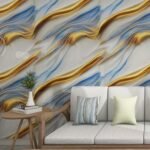 Anubhav Janni Blue Golden Marble Foil Wallpaper Contact Paper Self Adhesive Waterproof Easy to Clean Wallpaper Peel And Stick Waterproof Home Kitchen Countertop Cabinet Furniture (Pack Of 1 Pcs) - Image 4