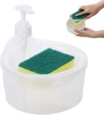 Anubhav Janni Soap Dispenser And Scrubber Holder Double Layer Bathroom Dishwasher Liquid Pump Sponge Kitchen Sink Items Square Soap Container Manual Dish Home Round Washing (Pack Of 1 Pcs)
