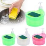 Anubhav Janni Soap Dispenser And Scrubber Holder Double Layer Bathroom Dishwasher Liquid Pump Sponge Kitchen Sink Items Square Soap Container Manual Dish Home Round Washing (Pack Of 1 Pcs) - Image 4