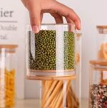 Anubhav Janni Bamboo Wooden Lid Jar (500 Ml) Glass Storage Airtight Transparent Container Kitchen Pantry Tea Coffee Glass storage Kitchen Borosilicate Air Tight Lid Crystal Clear (Pack Of 1 Pcs) - Image 4