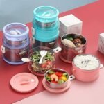 Anubhav Janni 3 Layer Steel Lunch Box (2.1l) Stainless Insulated BoxTiffin Steel Boxes Office Men Women Leak Proof Microwave Freezer Safe Food Container With Spoon Adults Kids (Pack Of 1 Pcs) - Image 3