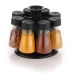 Anubhav Janni 6 In 1 Black Spice Rack Masala Set use For home kitchen Big Container Jar Bottle Storage Box Unbreakable Shelves Seasoning Organizer Rotating Glass Jars Kitchen (Pack Of 1 Pcs)