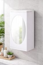 Anubhav Janni Bathroom Cabinet With Mirror 360° Rotating Wall Mounted Storage Organizer Plastic Vanity Unit Kitchen Bedroom Organizer Shelf Kitchen Bathroom (Pack Of 1 Pcs) - Image 2
