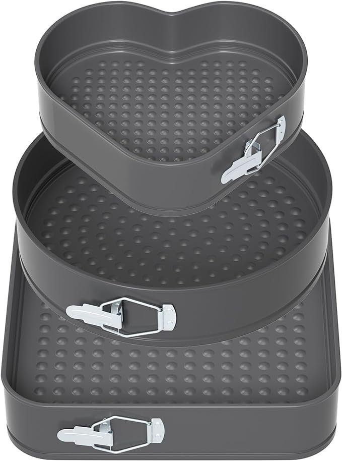Anubhav Janni Cake Mold Mould Tin Hear Round Square Shape Maker Steel Kitchen Tool Baking Supplies Removable Bottom Springform Pan Heart Shaped Pans Teflon Coated (Pack Of 1 Pcs , 3 Pcs) Anubhav Janni Cake Mold Mould Tin Hear Round Square Shape Maker Steel Kitchen Tool Baking Supplies Removable Bottom Springform Pan Heart Shaped Pans Teflon Coated (Pack Of 1 Pcs , 3 Pcs) - Image 1