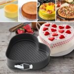 Anubhav Janni Cake Mold Mould Tin Hear Round Square Shape Maker Steel Kitchen Tool Baking Supplies Removable Bottom Springform Pan Heart Shaped Pans Teflon Coated (Pack Of 1 Pcs , 3 Pcs) - Image 6