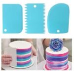 Anubhav Janni Cake Scraper Set Dough Bench Scraper Icing Smoother, Fondant Cutter Pastry Baking Tool Plastic Decorating Scrapers Smooth Serrated Edge Tools Smoother Buttercream (Set Of 3 Pcs) - Image 2