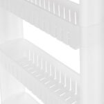 Anubhav Janni 4 Layer Slim Rack Shelf Slide Out Organizer Kitchen Bathroom Pantry Utility Storage Floor Standing White Sleek Storage Trolley Dining Bathroom Laundry (Pack Of 1 Pcs) - Image 3