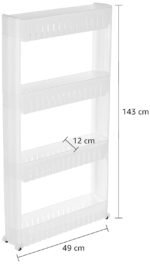 Anubhav Janni 4 Layer Slim Rack Shelf Slide Out Organizer Kitchen Bathroom Pantry Utility Storage Floor Standing White Sleek Storage Trolley Dining Bathroom Laundry (Pack Of 1 Pcs) - Image 6