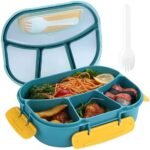 Anubhav Janni 4 Compartment Lunch Box Portion Snack Containers Reusable Freezer Safe Leak Proof Tiffin For Boys Girls School Office Men Kids Children Boxes With Spoon Food Women (Pack Of 1 Pcs)
