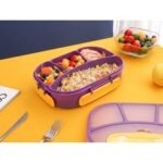 Anubhav Janni 4 Compartment Lunch Box Portion Snack Containers Reusable Freezer Safe Leak Proof Tiffin For Boys Girls School Office Men Kids Children Boxes With Spoon Food Women (Pack Of 1 Pcs) - Image 5
