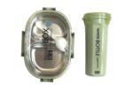 Anubhav Janni Lunch Box For Office And School Use Leak Proof Dual Compartment Stainless Steel Tiffin Kids Adults With Water Bottle Kids Bento compartments Foods Only  (Pack Of 1 Pcs)
