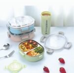 Anubhav Janni Lunch Box For Office And School Use Leak Proof Dual Compartment Stainless Steel Tiffin Kids Adults With Water Bottle Kids Bento compartments Foods Only  (Pack Of 1 Pcs) - Image 5