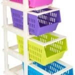 Anubhav Janni New 4 Layer Modular Storage Plastic Drawer Fruit Basket Organizer Box Free Standing Cabinet For Home Office Hospital Parlor School Doctors Home And Kids (Pack Of 1 Pcs)