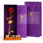 Anubhav Janni Red Golden Rose With Stand Flower Showpiece Day Valentine Gift Girlfriend Boyfriend Husband Wife Love Girlfriend Boyfriend Valentines Decoration Items Stand Birthday(Pack Of 1 Pcs)