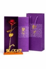 Anubhav Janni Red Golden Rose With Stand Flower Showpiece Day Valentine Gift Girlfriend Boyfriend Husband Wife Love Girlfriend Boyfriend Valentines Decoration Items Stand Birthday(Pack Of 1 Pcs)