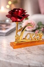 Anubhav Janni Red Golden Rose With Stand Flower Showpiece Day Valentine Gift Girlfriend Boyfriend Husband Wife Love Girlfriend Boyfriend Valentines Decoration Items Stand Birthday(Pack Of 1 Pcs) - Image 4