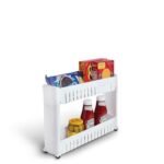 Anubhav Janni 2 Layer Slim Rack Storage Organizer With Wheels For Kitchen Bedroom Bathroom Tier Space Saving Office Shelf Slide Out Bathroom Pantry Utility Storage Home (Pack Of 1 Pcs)
