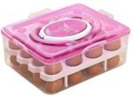 Anubhav Janni 48 Grid Egg Storage Box Double Layer Box Food Box Vegetable Basket Grid Holder Tray Carrier Cases Lid Capacity Of Eggs Strong Refrigerator Vegetable Basket Airtight (Pack Of 1 Pcs)