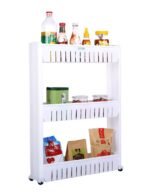 Anubhav Janni 3 Layer Slim Rack Storage Organizer With Wheels For Kitchen Bedroom Bathroom Tier Space Saving Office Shelf Slide Out Bathroom Pantry Utility Storage Home (Pack Of 1 Pcs)
