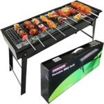 Anubhav Janni Bbq Portable Charcoal Grill BBQ Foldable Lightweight Outdoor Barbecue Strong Carbon Steel Body Easy Setup Camping Picnic Terrace Backyard Folding Cooking Tool Mesh (Pack Of 1 Pcs)