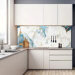 Anubhav Janni Light Sky Blue Golden Marble Foil Self Adhesive Wallpaper Peel And Stick Waterproof Oil Proof Kitchen Countertops, Bathroom, Bathroom Wall Home Décor Office (Pack Of 1 Pcs) - Image 2