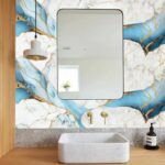 Anubhav Janni Light Sky Blue Golden Marble Foil Self Adhesive Wallpaper Peel And Stick Waterproof Oil Proof Kitchen Countertops, Bathroom, Bathroom Wall Home Décor Office (Pack Of 1 Pcs) - Image 4