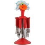 Anubhav Janni Round Kitchen Cutlery Set Flower Lily Stainless Steel With Stand Dinner Spoons Tea Forks Soup Spoons Durable Stylish Spoon Dining Table Dessert Fork Butter Knife (Pack Of 1 Pcs) - Image 3