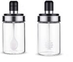 Anubhav Janni Glass Honey Jar Borosilicate For Storage Use Kitchen Food Bottle Dipper honey Dispenser Glass Bottle Dipper Stick Spoon Storage Container Jars Containers Set  (Pack Of 1 Pcs)