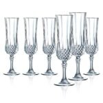 Anubhav Janni Longchamp Wine Glass Classic White or Red Glasses Premium Crystal Clear Diamond Cut Perfect Cocktail Brandy Mocktail Champagne Elegant Flute Style Tulip Flutes Long (Set Of 6 Pcs)