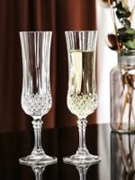 Anubhav Janni Longchamp Wine Glass Classic White or Red Glasses Premium Crystal Clear Diamond Cut Perfect Cocktail Brandy Mocktail Champagne Elegant Flute Style Tulip Flutes Long (Set Of 6 Pcs) - Image 3