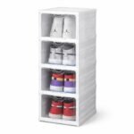 Anubhav Janni 4 Layer Shoe Box Plastic Rack Foldable Sneakers Storage Organizer For Shoe Slippers Books Living Room Women Heels Loafers Sneakers Home Boxes Storage (Pack Of 1 Pcs)