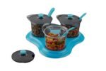 Anubhav Janni Dining Set Multipurpose Pickle Plastic Storage Jar Dry Fruit Sauce Serving Dinner Mukhwas With Lid Spoon Tray Holde Holder Pickle Container Masala Lids Table Kitchen (Set Of 3 Pcs)