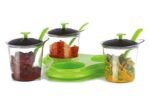 Anubhav Janni Dining Set Multipurpose Pickle Plastic Storage Jar Dry Fruit Sauce Serving Dinner Mukhwas With Lid Spoon Tray Holde Holder Pickle Container Masala Lids Table Kitchen (Set Of 3 Pcs) - Image 3
