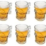 Anubhav Janni Khopdi Skull Beer Glass 540 Ml Crystal Clear Large Skull Beer Mug Berr Glass With Handle Glass Face Juice Tableware Halloween Skulls Mug Glasses Cocktail (Set Of 6 Pcs)