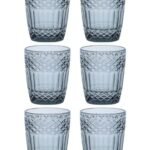 Anubhav Janni Embross Design Tumbler Glass Whiskey Glasses Old Fashioned Glasses Rum Bar For Scotch Decorated With Embossed Finishes Dishwasher Safe Transparent (Set Of 6 Pcs)