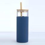 Anubhav Janni Glass Tumbler With Wooden Straw Lid Bamboo Water Coffee Leakproof Durable Travel Coffee Mug Lid Bottle Silicone Protective Sleeve And Reusable Iced Cups BPA Free (Pack Of 1 Pcs) - Image 2
