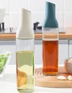 Anubhav Janni Auto Flip Glass Oil Bottles Dispenser Bottle Automatic Smart Lid Leakproof Vinegar Pourer One Handed Easy Pouring Kitchen Container Cooking Dispenser Bottle For Oil (Pack Of 1 Pcs) - Image 7