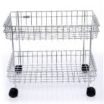 Anubhav Janni Ss 2 Layer Trolly Vegetable Stainless Steel Trolley Rack Kitchen Storage Organizer Wheels Two Portable Modern Folding Perforated Design Spice Fruits Onion Potato (Pack Of 1 Pcs) - Image 2