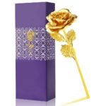 Anubhav Janni Golden Rose Decorative Gold Plated Artificial Flower Box Valentine Birthday Anniversary Wedding Gift Girls Boys Husband Wife Girlfriend Boyfriend GF BF Love Couple (Pack Of 1 Pcs)