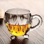 Anubhav Janni Leg Tea Cup Designer Crystal Clear  Coffee Cups Glass For Tea Coffee Milk Juice Cappuccino Espresso Hot Cold Drinks Ideal Home Office Kitchen Cafe Restaurant Hotel (Set Of 6 Pcs)