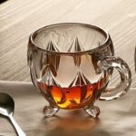 Anubhav Janni Leg Tea Cup Designer Crystal Clear  Coffee Cups Glass For Tea Coffee Milk Juice Cappuccino Espresso Hot Cold Drinks Ideal Home Office Kitchen Cafe Restaurant Hotel (Set Of 6 Pcs) - Image 3