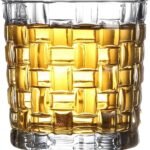 Anubhav Janni Checks Round Glass Whisky 300 Ml  Round Square Whiskey Shape Wine Scotch Water Juice  Drinking Bourbon Whisky Cocktails Tumbler Glasses Cups Water Juice Beer (Set Of 6 Pcs)