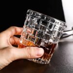 Anubhav Janni Checks Round Glass Whisky 300 Ml  Round Square Whiskey Shape Wine Scotch Water Juice  Drinking Bourbon Whisky Cocktails Tumbler Glasses Cups Water Juice Beer (Set Of 6 Pcs) - Image 2