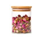 Anubhav Janni Bamboo Wooden Lid Jar (1400ml) Glass Storage Container With Wood Lid Stackable Clear Decorative Organizer Bottle Canister Pantry Food Coffee Candy Sugar Salt (Pack Of 1 Pcs)
