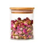 Anubhav Janni Bamboo Wooden Lid Jar (1400ml) Glass Storage Container With Wood Lid Stackable Clear Decorative Organizer Bottle Canister Pantry Food Coffee Candy Sugar Salt (Pack Of 1 Pcs)