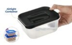 Anubhav Janni Storage Box Plastic Food Airtight Containers Set Clear Black Lids Airtight Food Containers Lids Capacity Stackable Kitchen Fridge Boxes Square Container Snacks Boxes (Set Of 3 Pcs) - Image 3